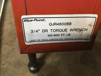 Blue-point 3/4 dr torque wrench 100-600 ft-lb Text perfect condition Racing cars 🚗