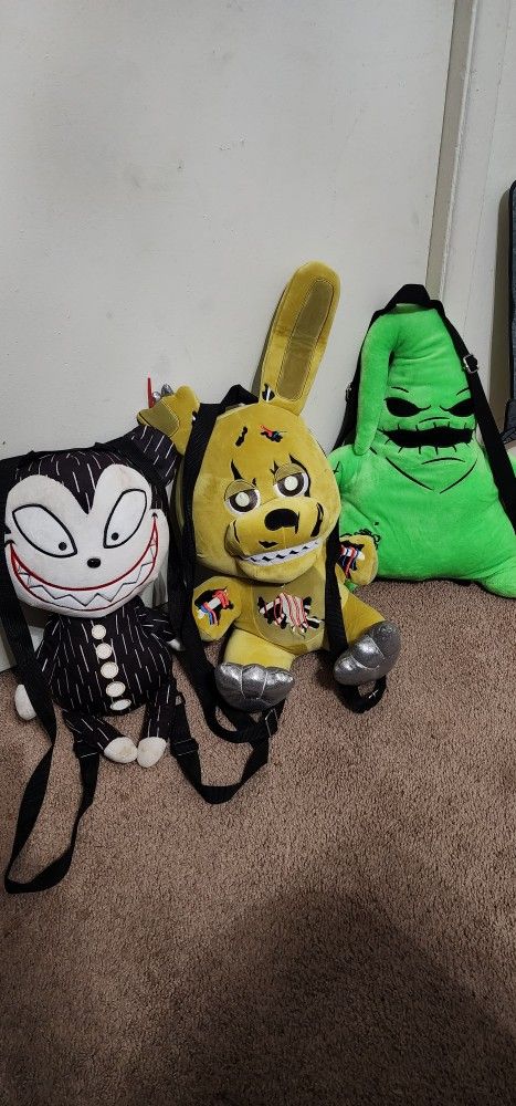 Plush Backpack Five Nights At Freddy's And Nightmare Before Christmas