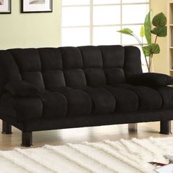 Brand New Black Futon Sofa Storage  Sleeper Converts Into Bed 