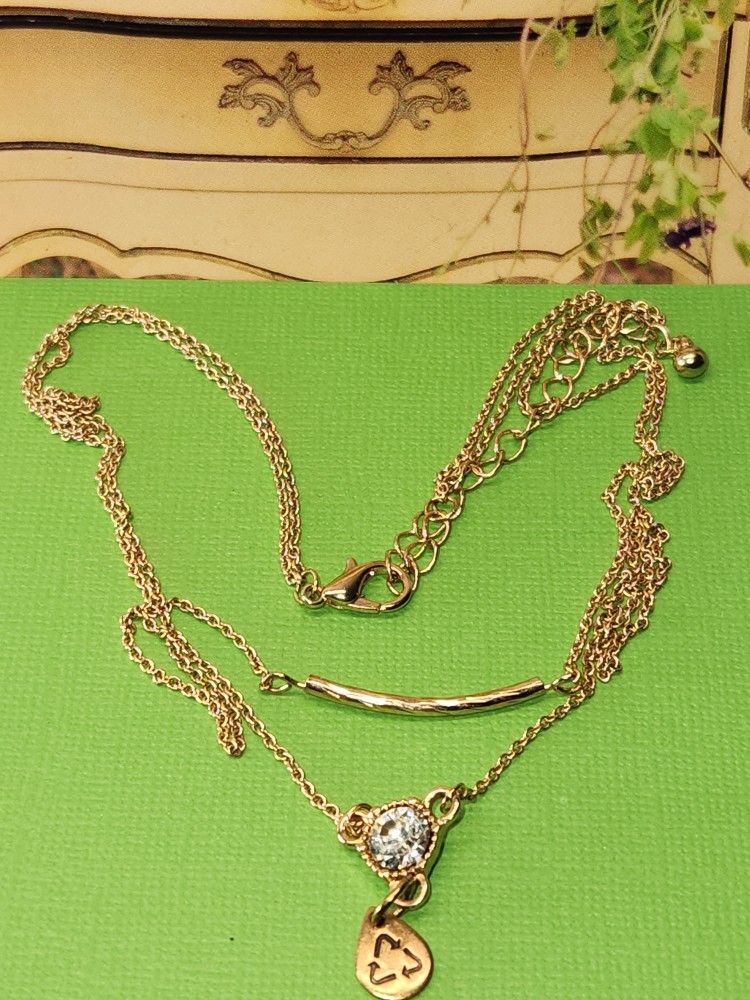 #1902 VINTAGE SIGNED, GOLD PLATED NECKLACE, 8"IN, 
