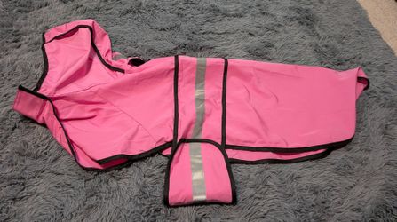 HDE Pink with reflective stripe dog raincoat xl