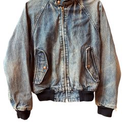 Vtg Ralph Lauren Polo Bomber Jean Jacket Mens Size S Denim Full Zipper Retro 80s