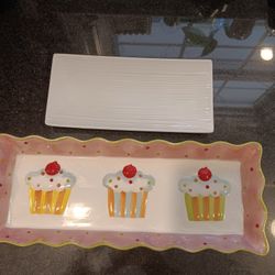 Cupcake And White SERVING Platters