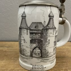Authentic German Beer Stein With Pewter Lid