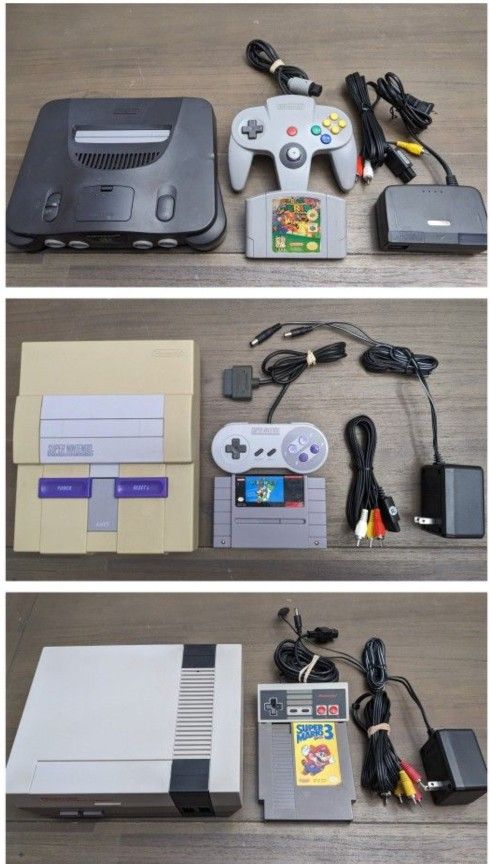 Huge Nintendo Retro Video Game Super Christmas Bundle, NES, SNES, & N64 With All Mario Games!!