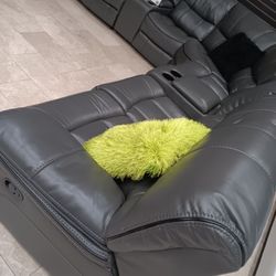 Madrid Gray Leather Reclining Sectional Sofa---Now $1299---Delivery And Financing Available 