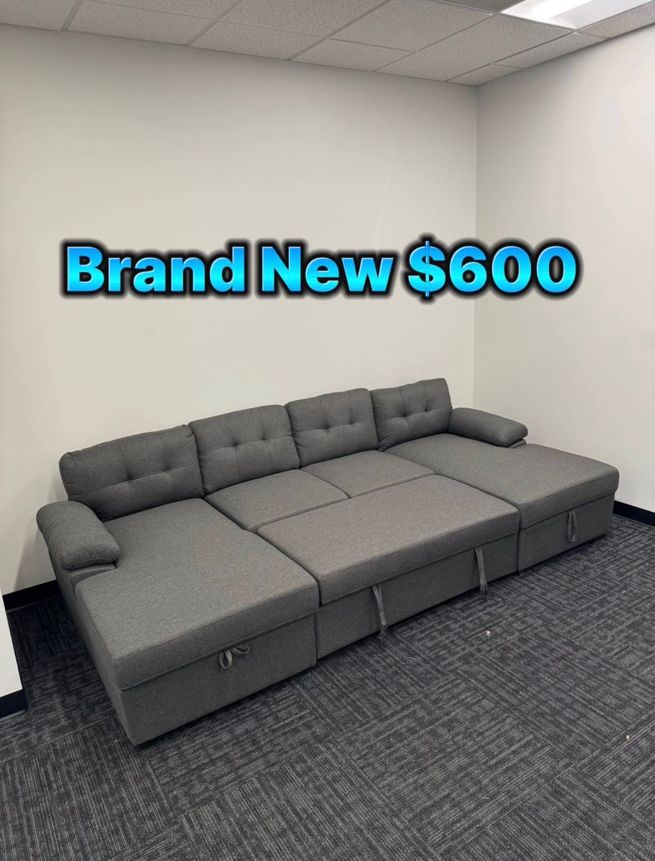 Double Storage Sectional Sofa Bed Couch 🛋️ New In Box 📦 Pull Out Bed ✅ Double Storage ✅