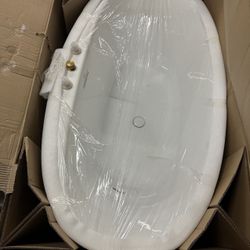 PROFLO Cornwall 59" Free Standing Acrylic Soaking Tub with Center Drain, Drain Assembly, and Overflow