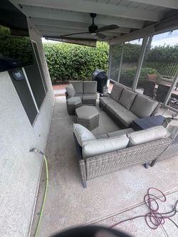 7-Piece Outdoor Patio Furniture Set – Wicker Sectional