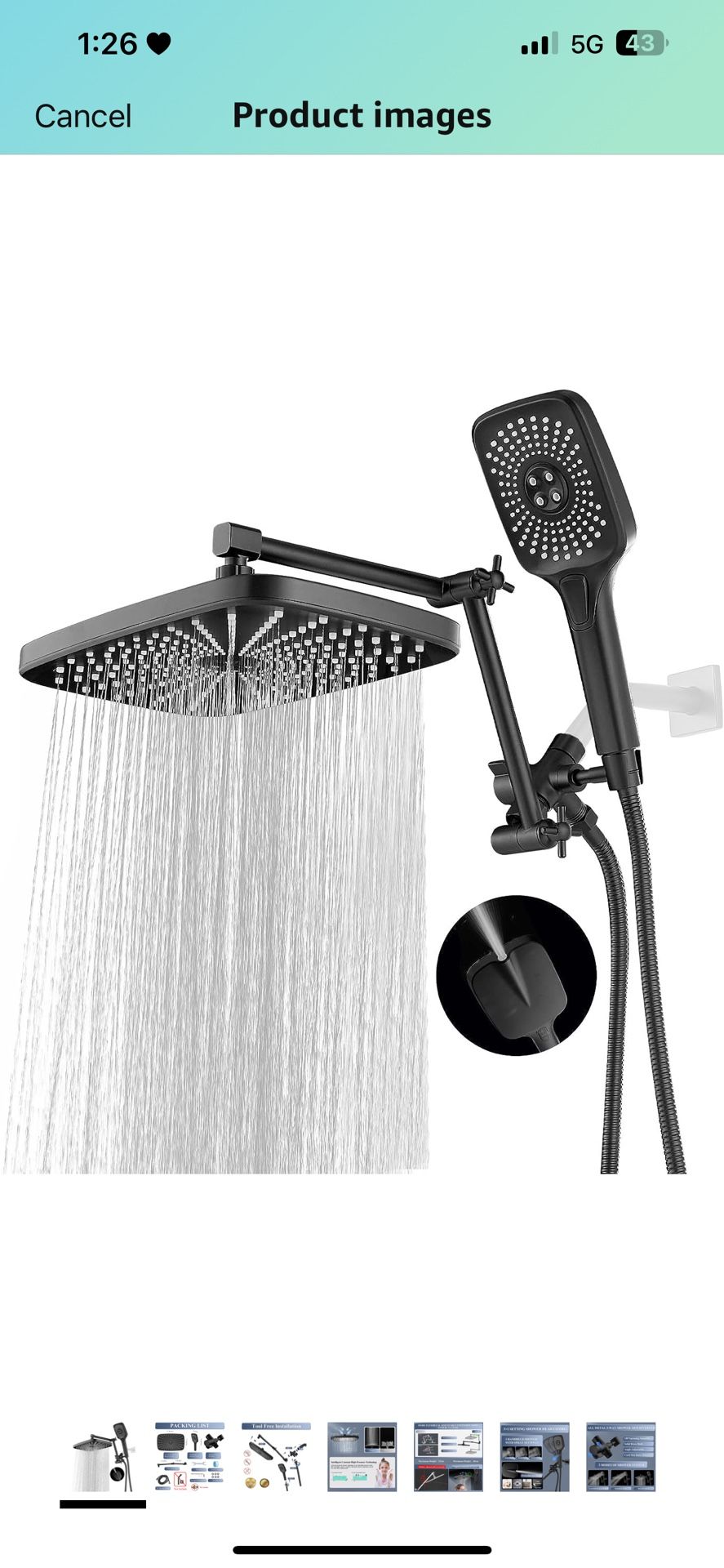12 Inch Shower Head With Handheld, High-Pressure