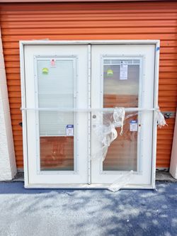 JELD-WEN F-3500 72-in x 80-in x 4-9/16-in Jamb Primed Fiberglass Right-hand outswing French Patio Doo...