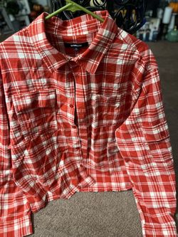 Men’s Cropped Cargo Pocket Flannel Button Up Size XL