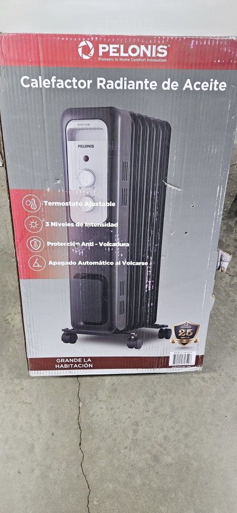 Pelonis 1,500-Watt Oil-Filled Radiant Electric Space Heater / Calentador