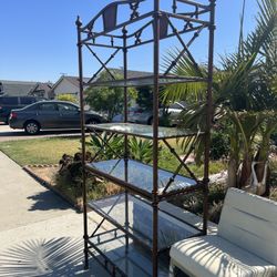 King Bed Frame And A Glass Shelv Stand