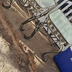 Coffee Table Set Of 2 Metal Base And Glass 19x19x20h