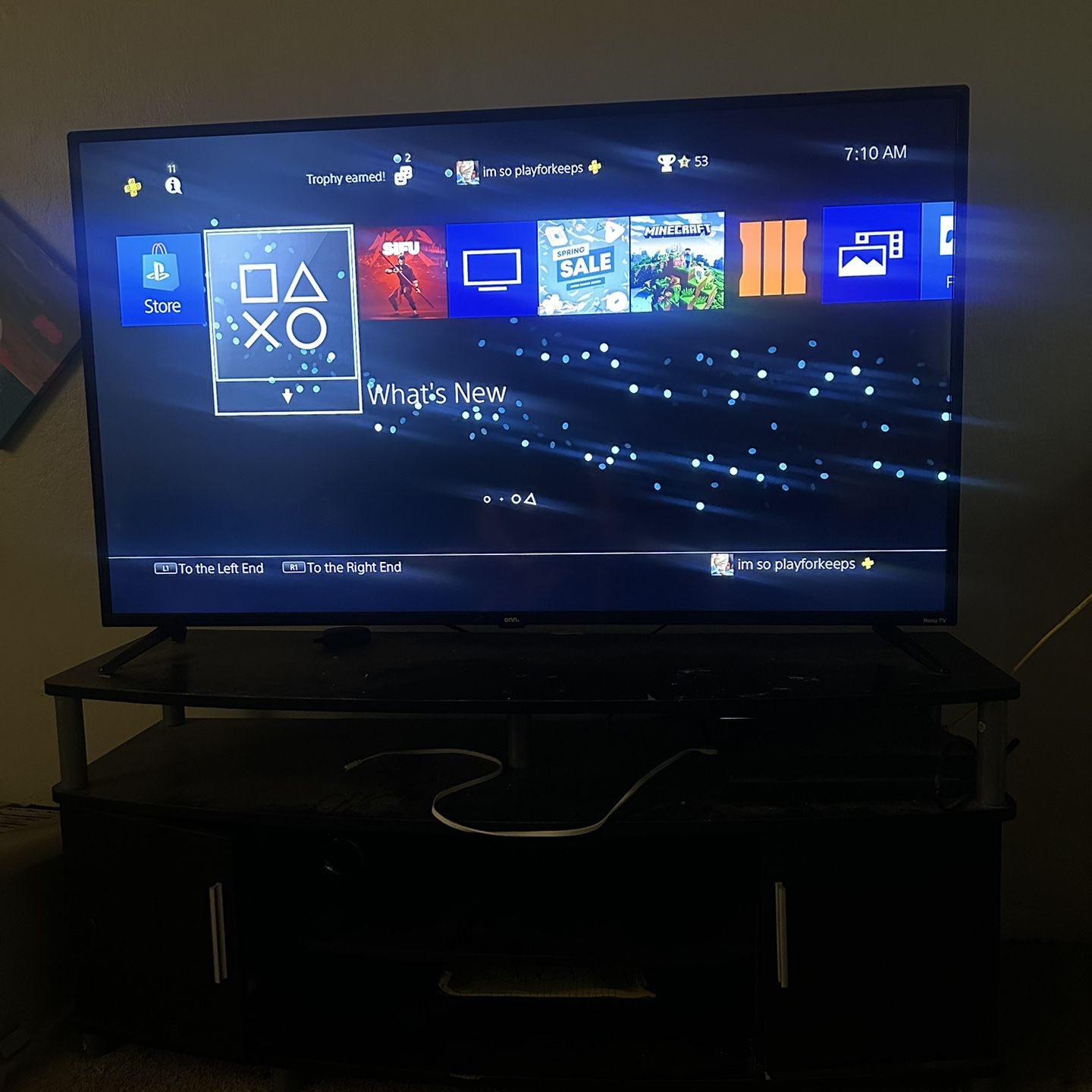 PS4 + 60" ONN ROKU TV FOR $300