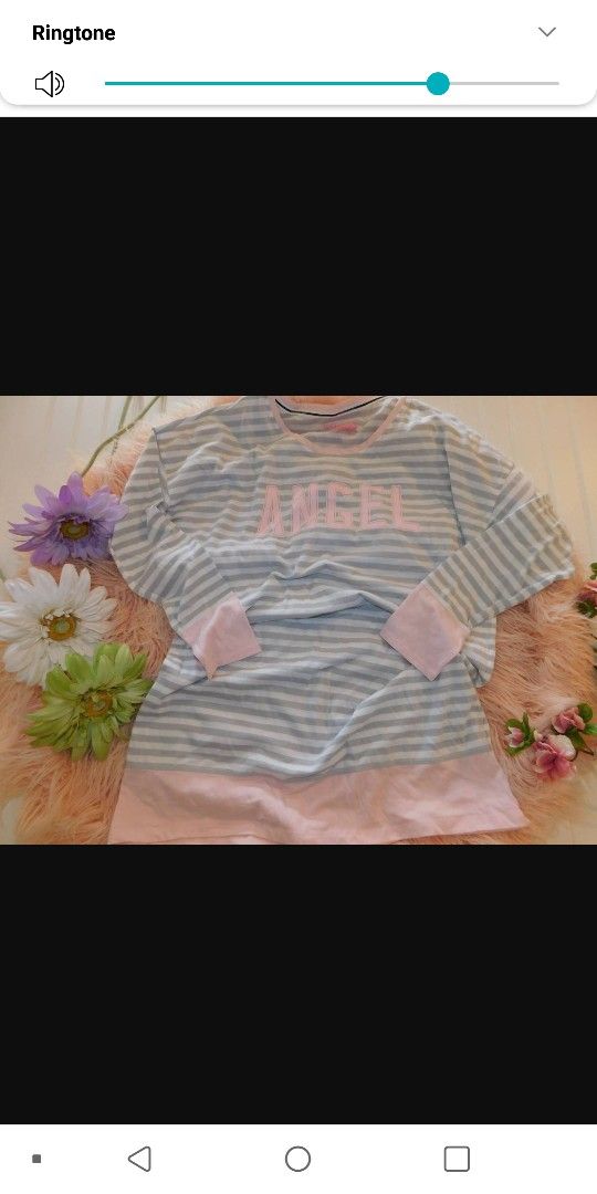 Victoria's Secret Size Small Gray & White Striped "ANGEL" Nightgown