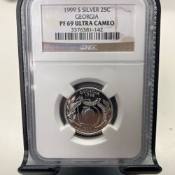 1999 S Silver 25c Georgia PF 69 Ultra Cameo NGC graded