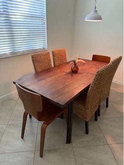 6-Person Sturdy Minimalist Wood Table Dining Room Set (West Elm)