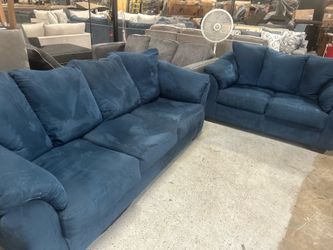 Sofa and Loveseat blue