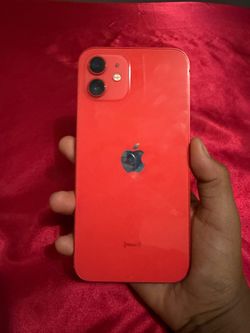 Red working iPhone 12(unlocked)broken front screen