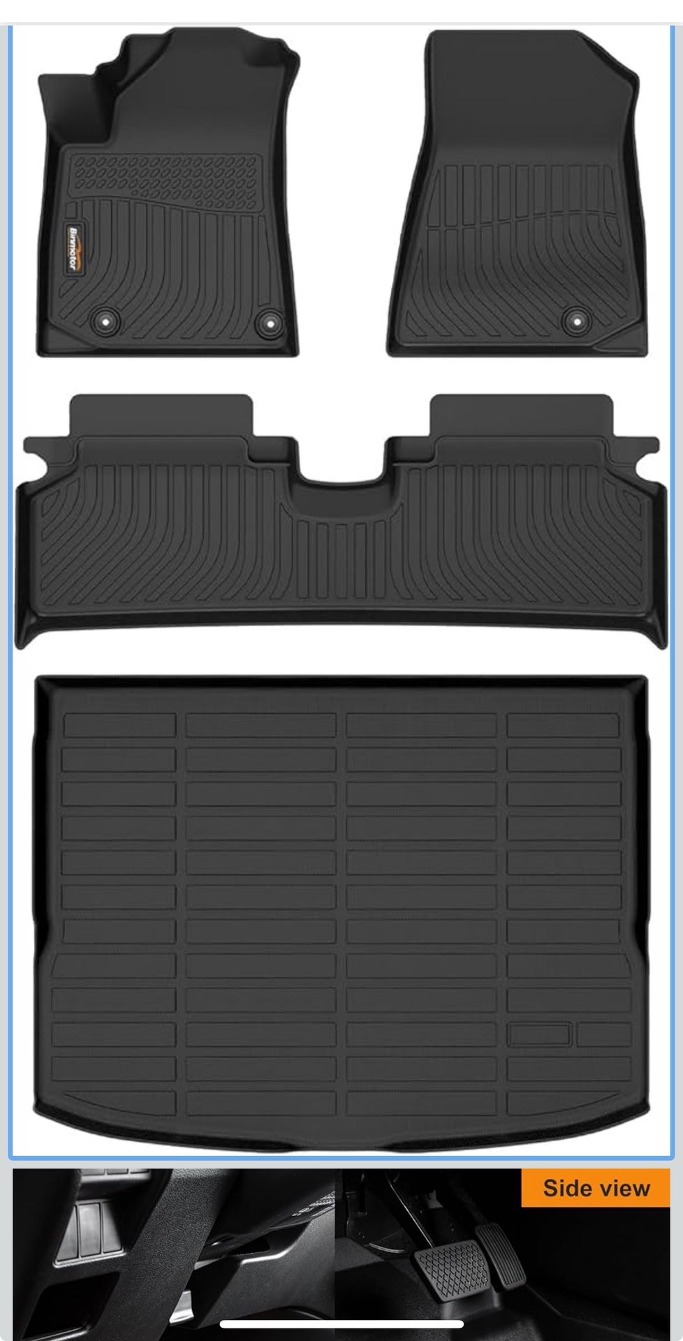 Binmotor-Floor Mats & Cargo Liner for Kia NIRO EV (Electric Vehicle) 2023-2025, All Weather Car Mats TPE Liners for Kia NIRO EV Accessories Mats Trunk