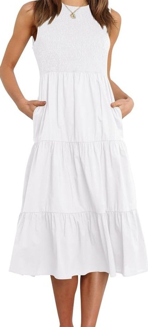 (New) S White Midi Dress