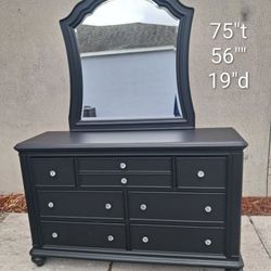 Solid Wood Matte Black Dresser