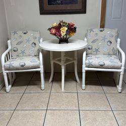 Outdoor garden patio set with cushions and table