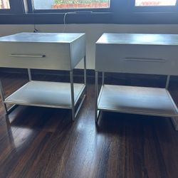 A Pair Of Metal Bedside Tables From West Elm