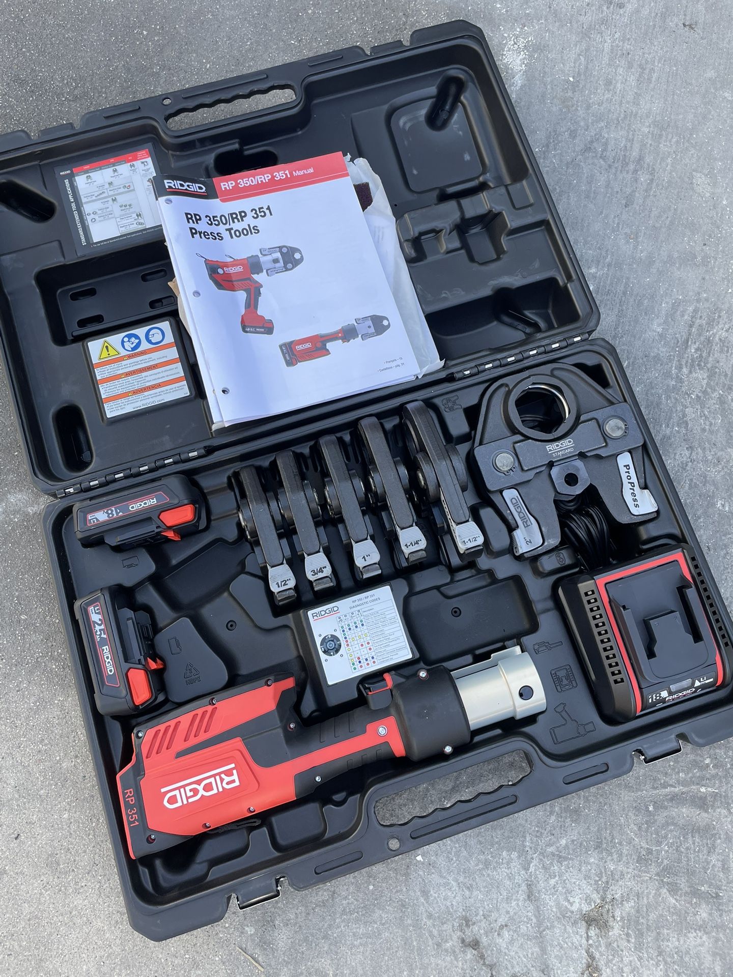 Ridgid RP351 RP 351 Inline Standard ProPress Standard Pro Press Tool Kit ( Case 2x 18-V Li-Ion Battery Charger 6x Press Tool Jaws ) $2799 New