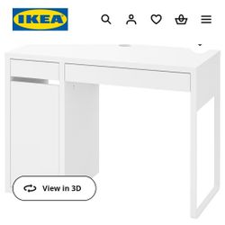 Ikea MICKE White Desk and Hutch