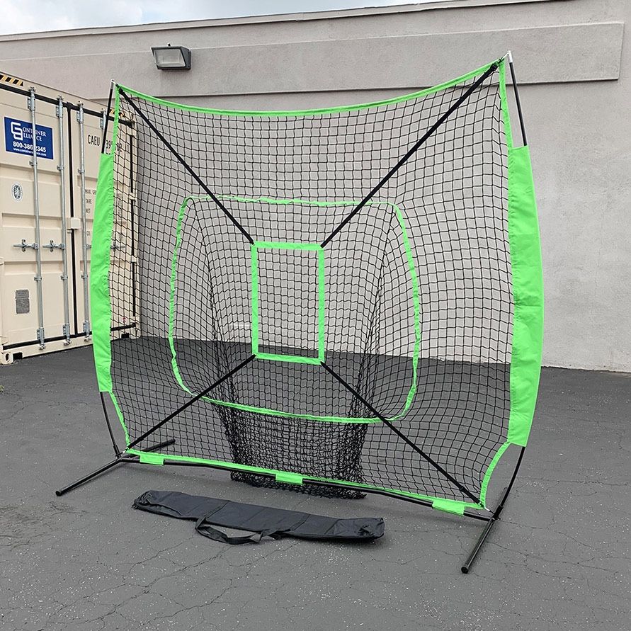 Brand New $55 Baseball & Softball Practice Hitting & Pitching 7x7’ Net with Bow Frame, Carry Bag