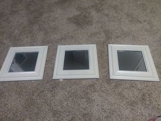 3 White Framed Mirrors