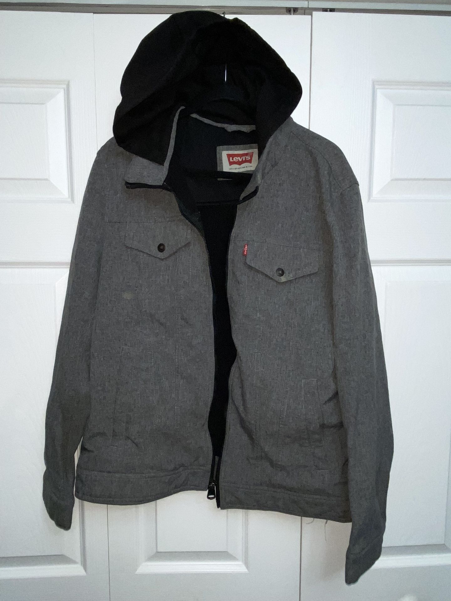 Levis Mens Gray Hooded Jacket sz XL PRICE IS FIRM
