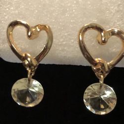 Love Knot Post Earrings With Dangled Crystal 
