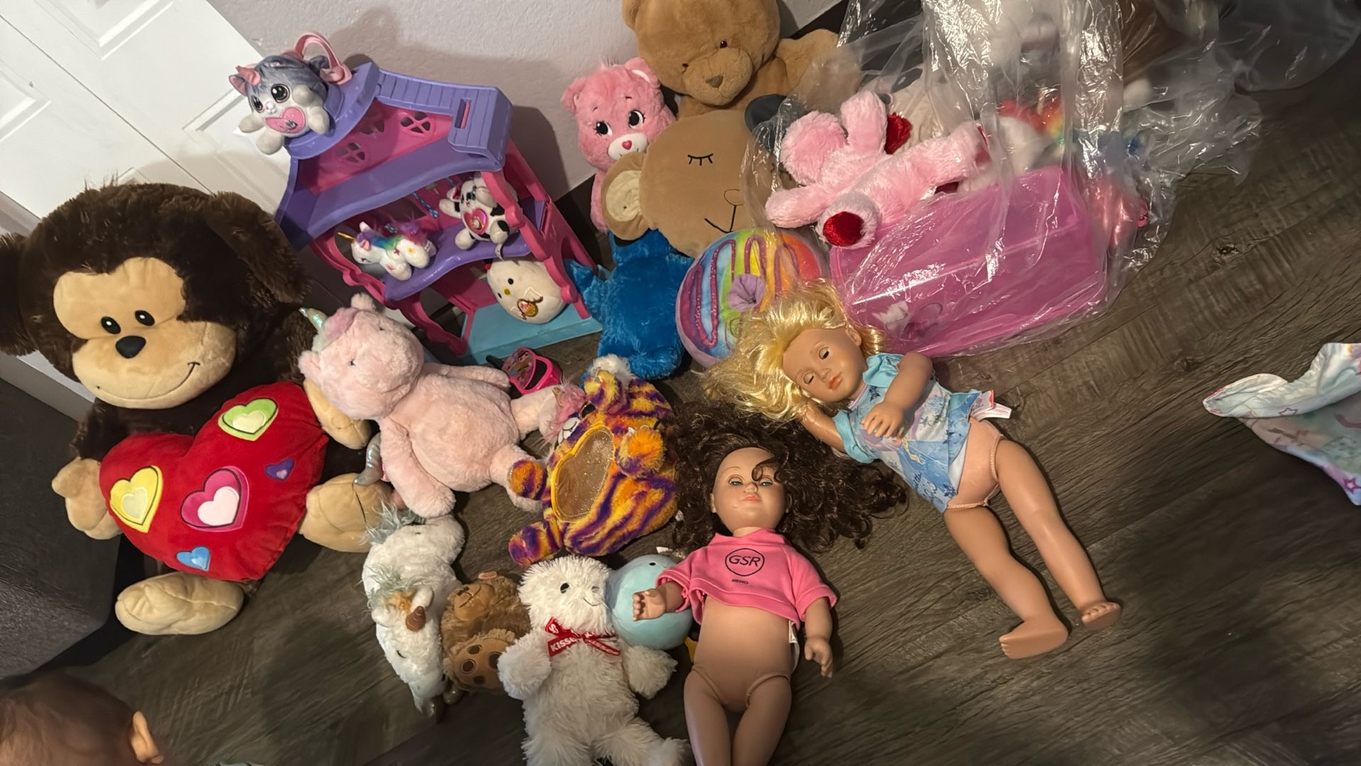 Lot Of Toys, Soundsa Nd Lights, Dolls, House, Accesories, Pillows And More
