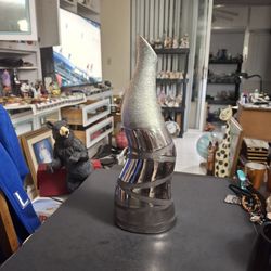 Casa Febus Unique 16" Tall Twisted Centerpiece Vase In Glazed Silvertone Finish Over Stoneware