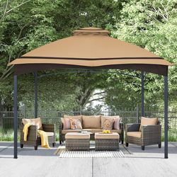 Outdoor Patio 8 X 8 ft. Soft Top Gazebo with Beige Canopy And Steel Frame for Garden, Backyard, and Lawn Activities $120