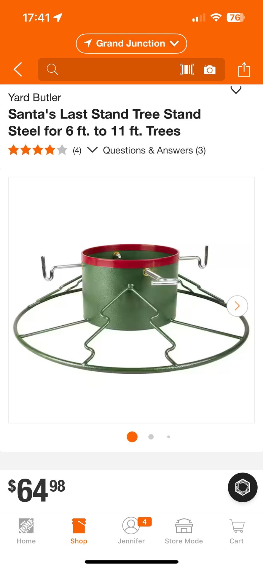 Yard Butler Santa's Last Stand Tree Stand Steel for 6 ft. to 11 ft. Trees