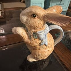 Vintage OCI Taiwan Hand Painted Rabbit Creamer / Pitcher 