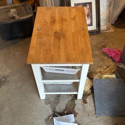 Wood And Stainless Kitchen Cart
