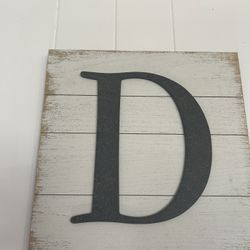 Metal and wood Wall Decor  Letter D