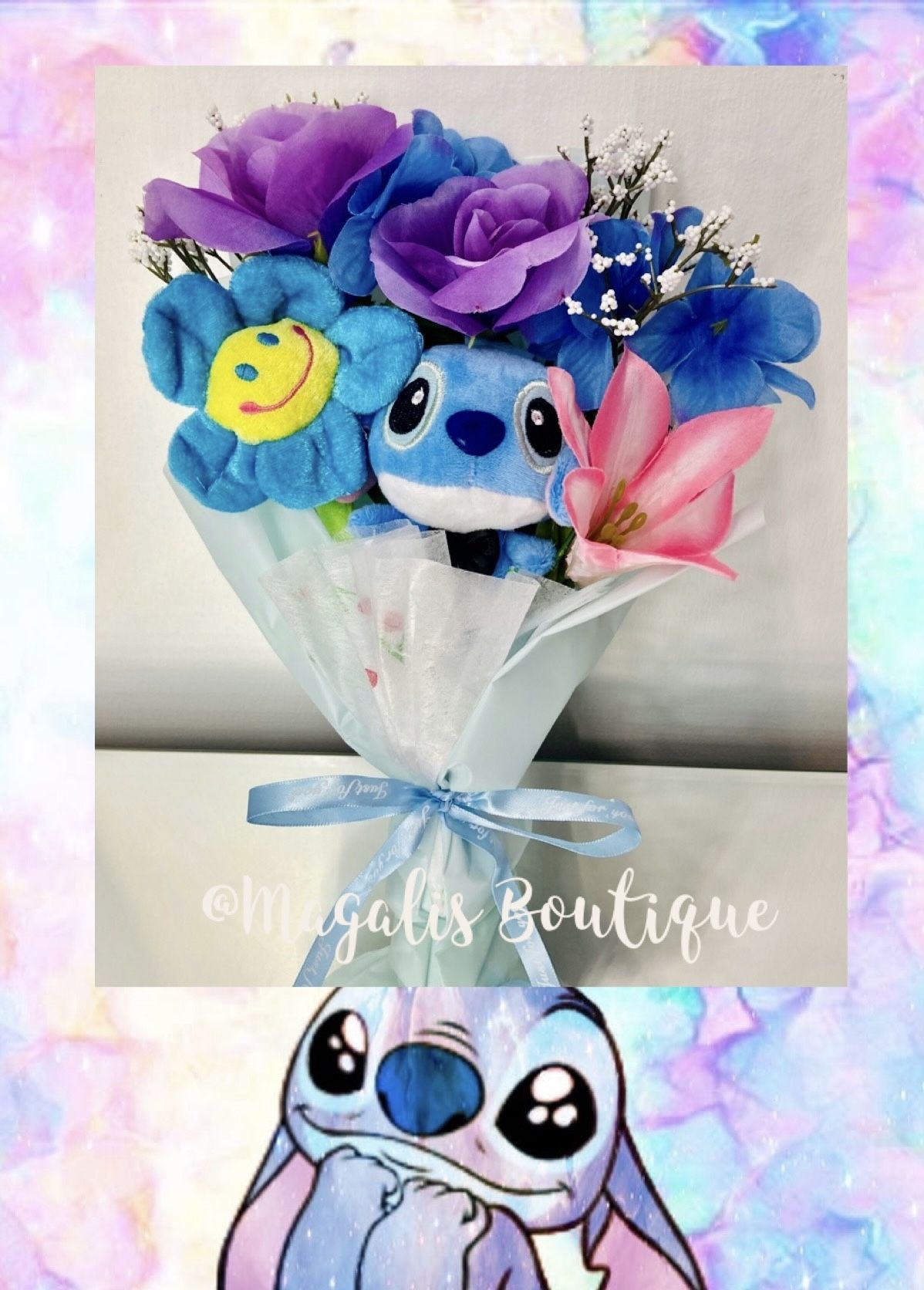 Stitch Valentines Day Flower Bouquet, Perfect For Valentines Day Or Mothers Day (Any Occasion)!♥️♥️