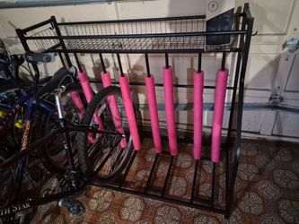 4 Bicycles Stand. No kickstand required. Just slide front or rear tire and it will keep the bike in perfect position.