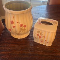Ceramic Garbage Can And Tissue Holder
