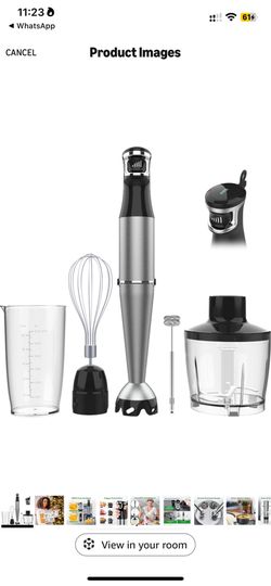 Immersion Blender Handheld Corded Hand Blenders Set 1100W, Trigger Variable Speed 5 in 1 Stick Emulsifier with Chopper, Whisk and Frother for Soup, Ba
