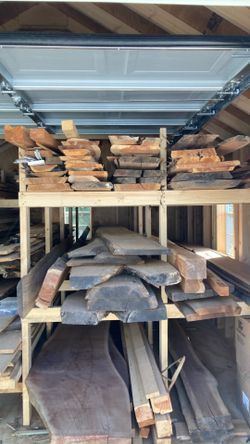 Slabs of walnut , oak, cedar
