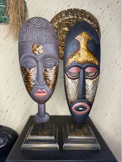 African Tribal Masks on Stands