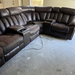 Leather Reclining Sofa 